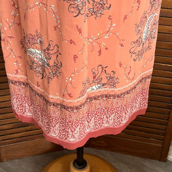J. Jill Dress Peach Floral Lined Chiffon Mini Slip Sleeveless Boho Size 14 Tall - Picture 7 of 11